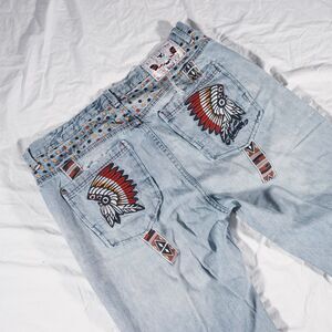 Vintage Akademiks Y2K Embroidered Jeans 38 Ripped See Photos